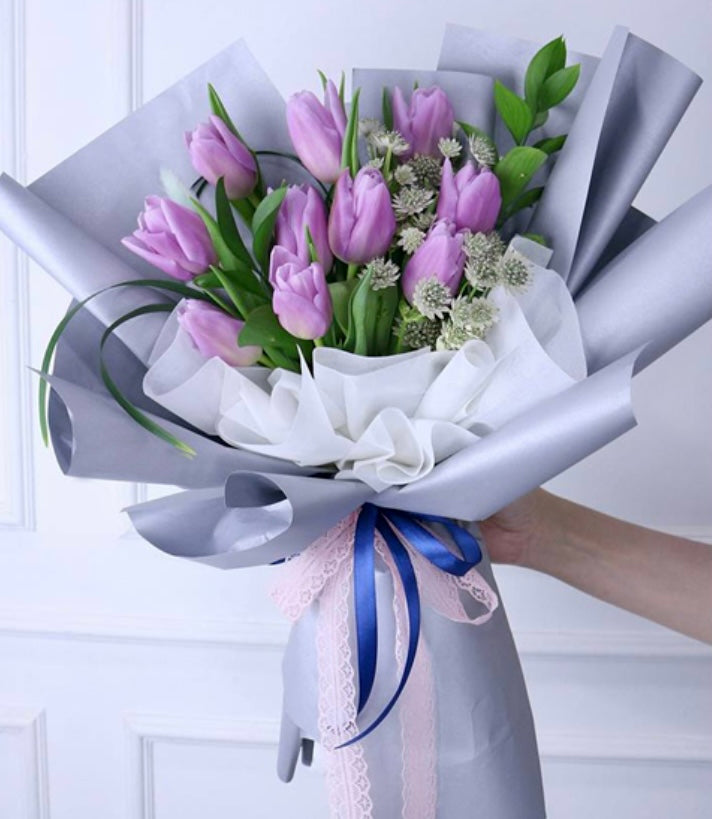Purple tulips bouquet (10stems)