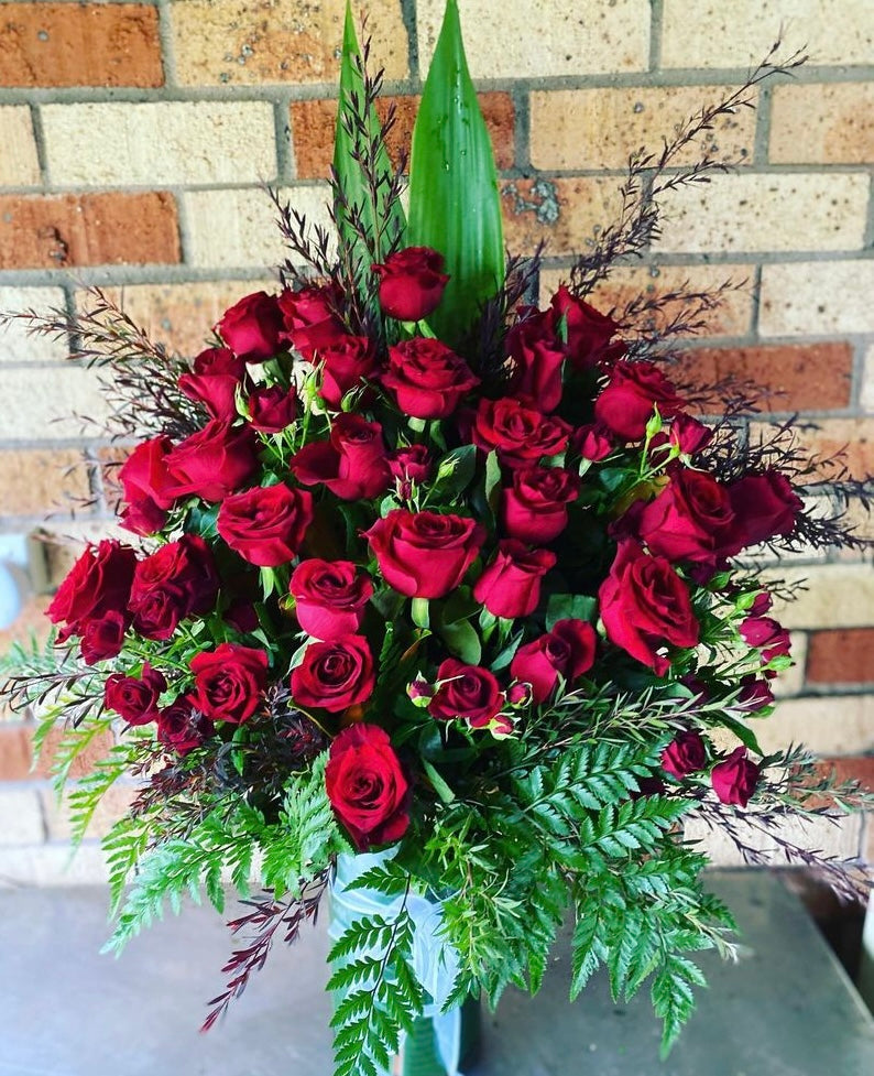 2 Dozen Red Rose Vase