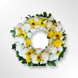 White&yellow sympathy wreath(floral foam base)