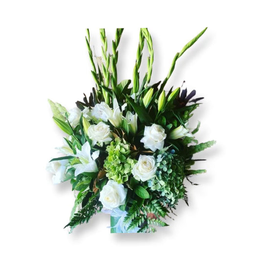 Florist Choice White and Green Vase Arrangement