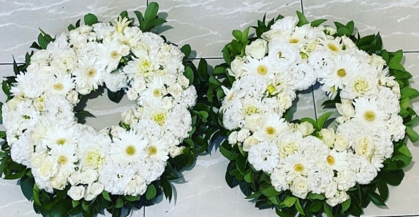 White sympathy wreath